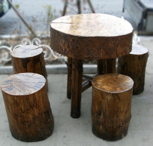 통나무 탁자세트(탁자3개/의자7개)